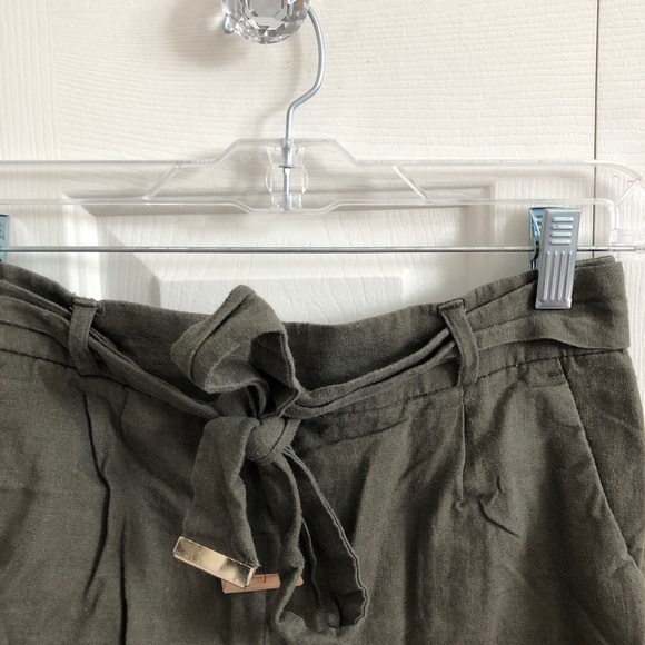 Army green paper bag shorts - Picture 2 of 4